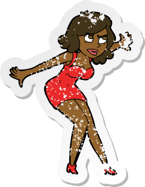 Bir insan tarafından çizilmiş bir kadın ajanın gerilmiş çıkartması.