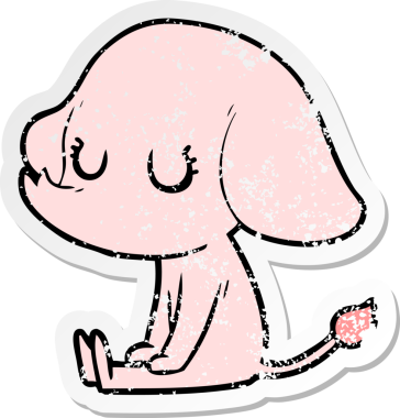 Bir insan tarafından çizilmiş şirin bir filin sıkıntılı çıkartması