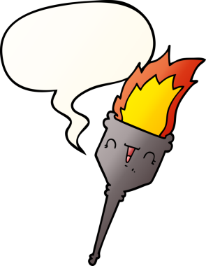 bir insan tarafından çizilmiş, düzgün eğimli konuşma baloncuklu alevli kadehler.