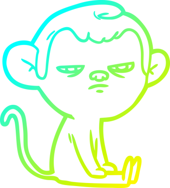 Bir insan tarafından çizilmiş, sinir bozucu bir maymunun soğuk çizgi çizimi.