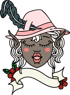 Retro Dövme Biçimi Elf karakter yüzü Bir insan tarafından çizilmiş