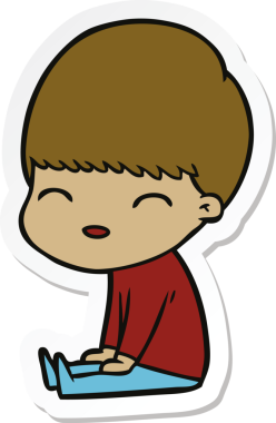 Bir insan tarafından çizilmiş mutlu bir çizgi film çocuğunun çıkartması.