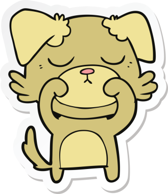 Bir insan tarafından çizilmiş şirin bir köpeğin çıkartması.