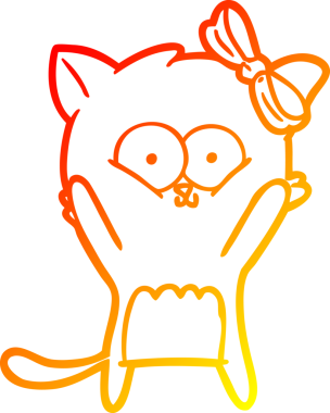 Bir insan tarafından çizilmiş çizgi film kedisinin sıcak çizgi çizimi