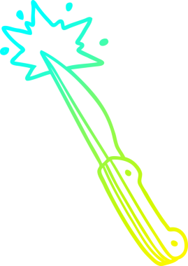 Bir insan tarafından çizilmiş keskin mutfak bıçağının soğuk gradyan çizgisi.