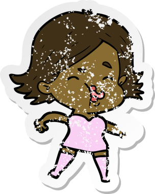 Bir insan tarafından çizilmiş karikatür kızının sıkıntılı çıkartması.