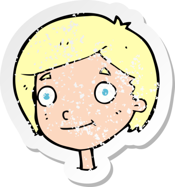 Bir insan tarafından çizilen mutlu çocuk çizgi filminin kederli retro yapıştırması.