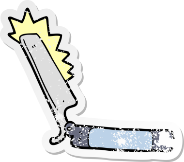 Bir insan tarafından çizilmiş keskin bir karikatür çıkartması.