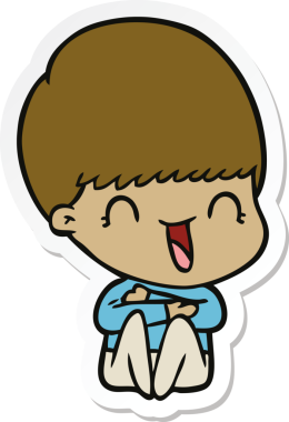 Bir insan tarafından çizilmiş mutlu bir çizgi film çocuğunun çıkartması.