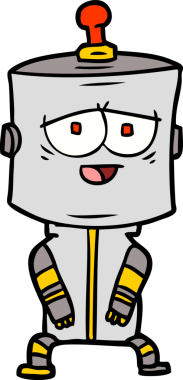 Bir insan tarafından çizilmiş çizgi film robotu