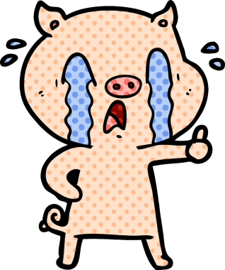 Bir insan tarafından çizilmiş ağlayan domuz çizgi filmi.