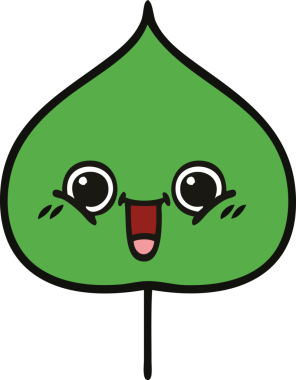 Bir insan tarafından çizilmiş dışavurumsal yaprağın sevimli karikatürü.