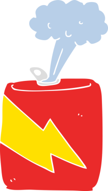 Bir insan tarafından çizilmiş düz renkli karikatür soda kutusu