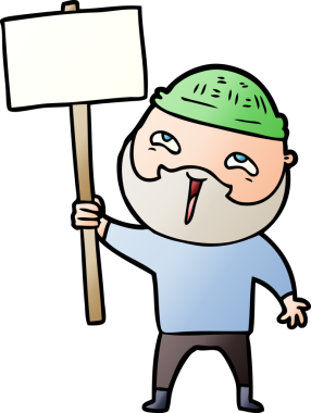 Bir insan tarafından çizilmiş mutlu sakallı bir adam.