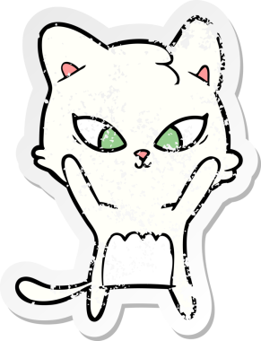 Bir insan tarafından çizilmiş şirin bir çizgi film kedisinin sıkıntılı çıkartması.