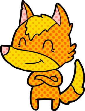 Bir insan tarafından çizilmiş tilki çizgi film karakteri