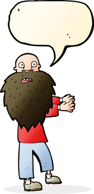 Bir insan tarafından çizilmiş konuşma balonlu sakallı yaşlı adam.