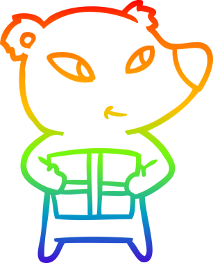 Gökkuşağı gradyan çizgi çizimi şirin bir kutup ayısı çizimi ve bir insan tarafından çizilmiş xmas