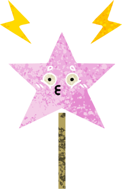 Bir insan tarafından çizilmiş sihirli bir değneğin retro çizim tarzı karikatürü.