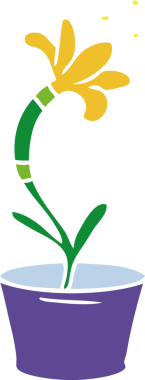 Bir insan tarafından çizilmiş bir ev bitkisinin el çizimi karikatürü.