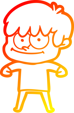 Bir insan tarafından çizilmiş mutlu bir çizgi film karakteri çizimi.