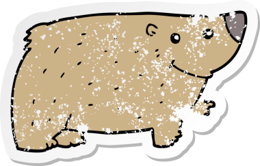 Bir insan tarafından çizilmiş karikatür ayısının sıkıntılı çıkartması.