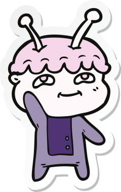 Bir insan tarafından çizilmiş dost canlısı bir uzay adamının çıkartması.