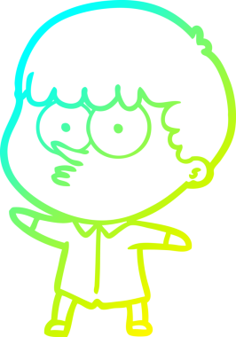 Bir çizgi film karakteri çizen soğuk gradyan bir insan tarafından çizilmiş meraklı çocuk.