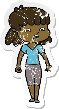 Bir insan tarafından çizilmiş endişeli bir karikatür çıkartması.