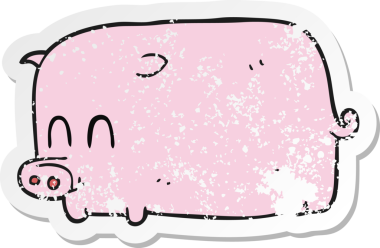 Bir insan tarafından çizilmiş bir domuzun gerilmiş çıkartması.