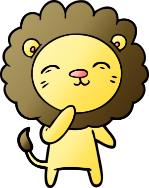 Bir insan tarafından çizilmiş çizgi film aslanı.