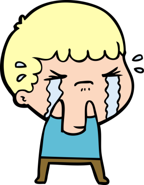 Bir insan tarafından çizilmiş ağlayan çizgi film adamı.