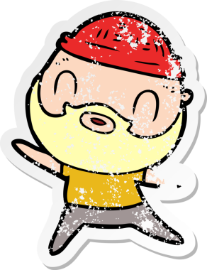 Bir insan tarafından çizilmiş sakallı bir adamın sıkıntılı çıkartması.