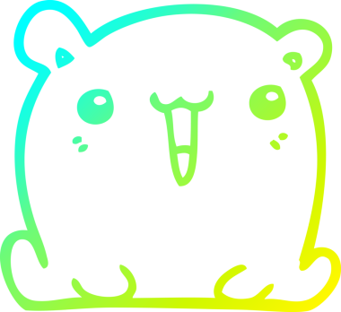 Bir insan tarafından çizilmiş şirin bir çizgi film ayısının soğuk gradyan çizgisi.