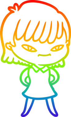 gökkuşağı gradyan çizimi bir insan tarafından çizilmiş bir karikatür kadın