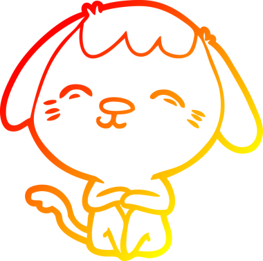 Bir insan tarafından çizilmiş mutlu çizgi film köpeğinin sıcak çizgi çizimi