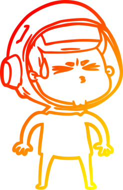 Bir çizgi film karakteri, bir insan tarafından çizilmiş astronot çizimi.