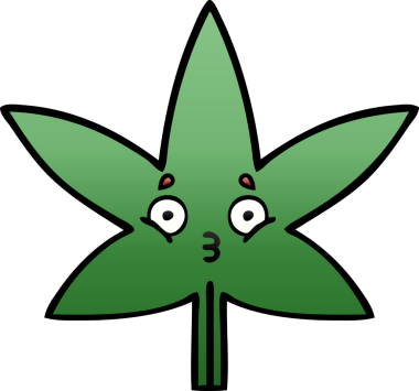 Bir insan tarafından çizilmiş marihuana yaprağının gölgeli çizgi filmi.