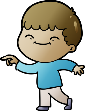 Bir insan tarafından çizilmiş gülümseyen çocuk.