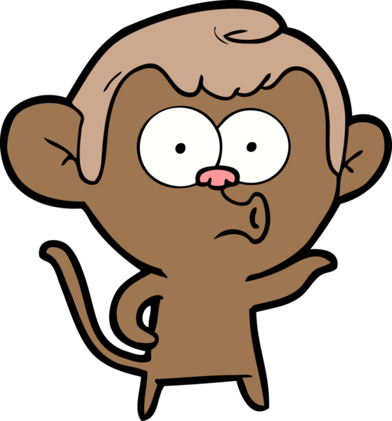 Bir insan tarafından çizilmiş korna çalan maymun.