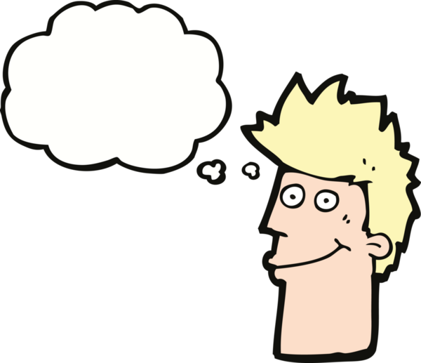 Bir insan tarafından çizilmiş düşünce balonlu mutlu adam çizgi filmi.