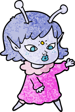 Bir insan tarafından çizilmiş güzel uzaylı kız.