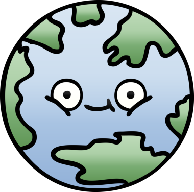 Bir insan tarafından çizilmiş bir gezegenin gölgelenmiş karikatürü.