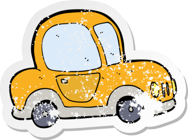 Bir insan tarafından çizilmiş karikatür arabasının gerilimli çıkartması.