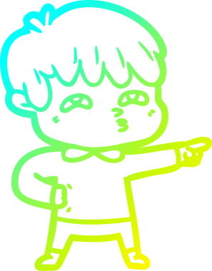 Bir insan tarafından kafası karışmış bir çizgi film karakterinin soğuk çizgi çizimi