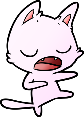 Bir insan tarafından çizilmiş konuşan kedi dansı.