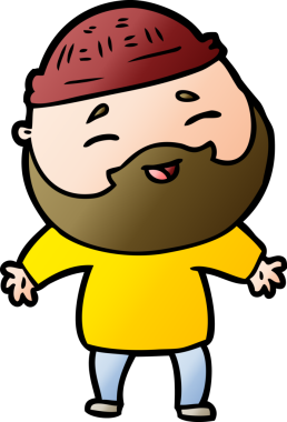 Bir insan tarafından çizilmiş mutlu sakallı bir adam.