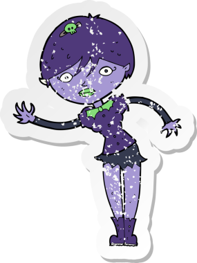 Bir insan tarafından çizilmiş vampir bir kızın gerilimli çıkartması.