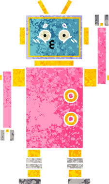 Bir insan tarafından çizilmiş bir robotun retro çizim tarzı karikatürü