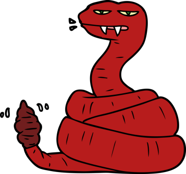 Bir insan tarafından çizilmiş kızgın çıngıraklı yılan çizgi filmi.